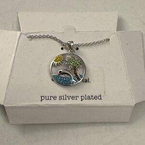 Vintage Necklace Pure Silver Plated Gone Coastal Necklace Beach Dolphin LF6